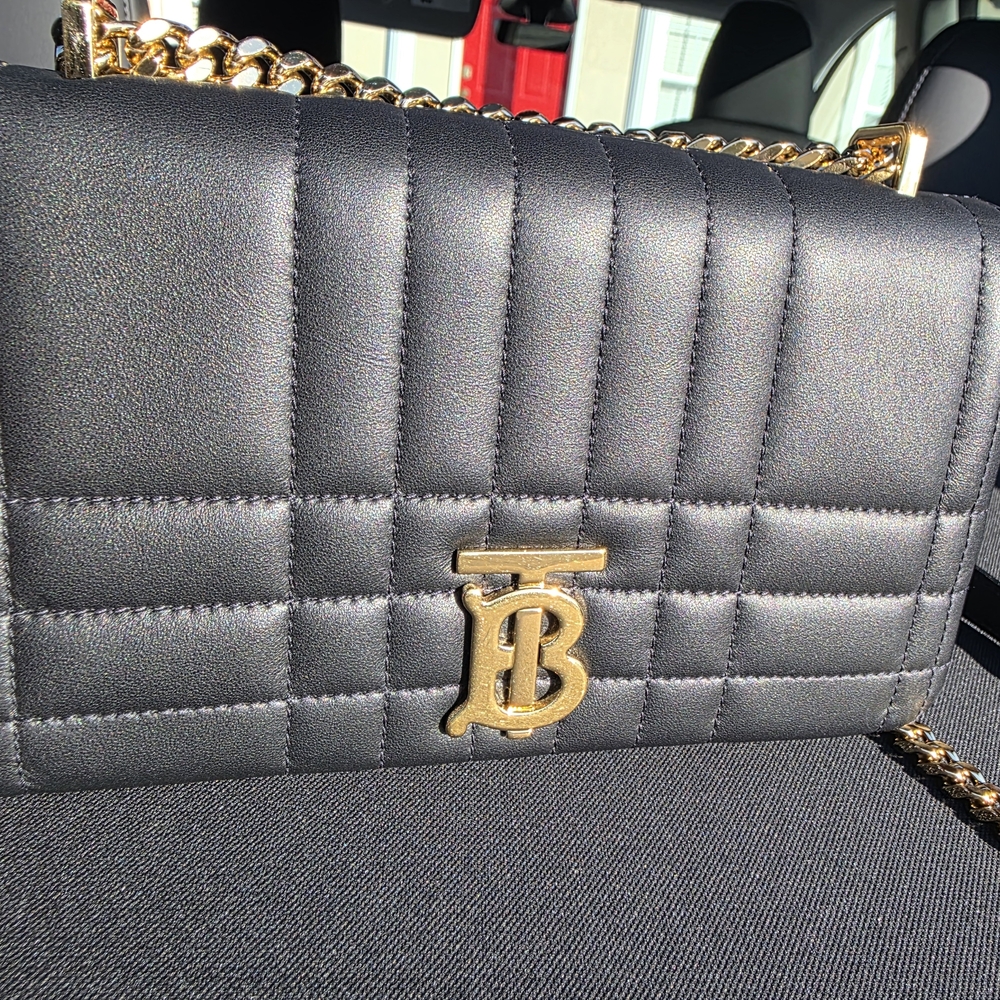 Burberry Black Quilted Crossbody Bag with Gold Accents